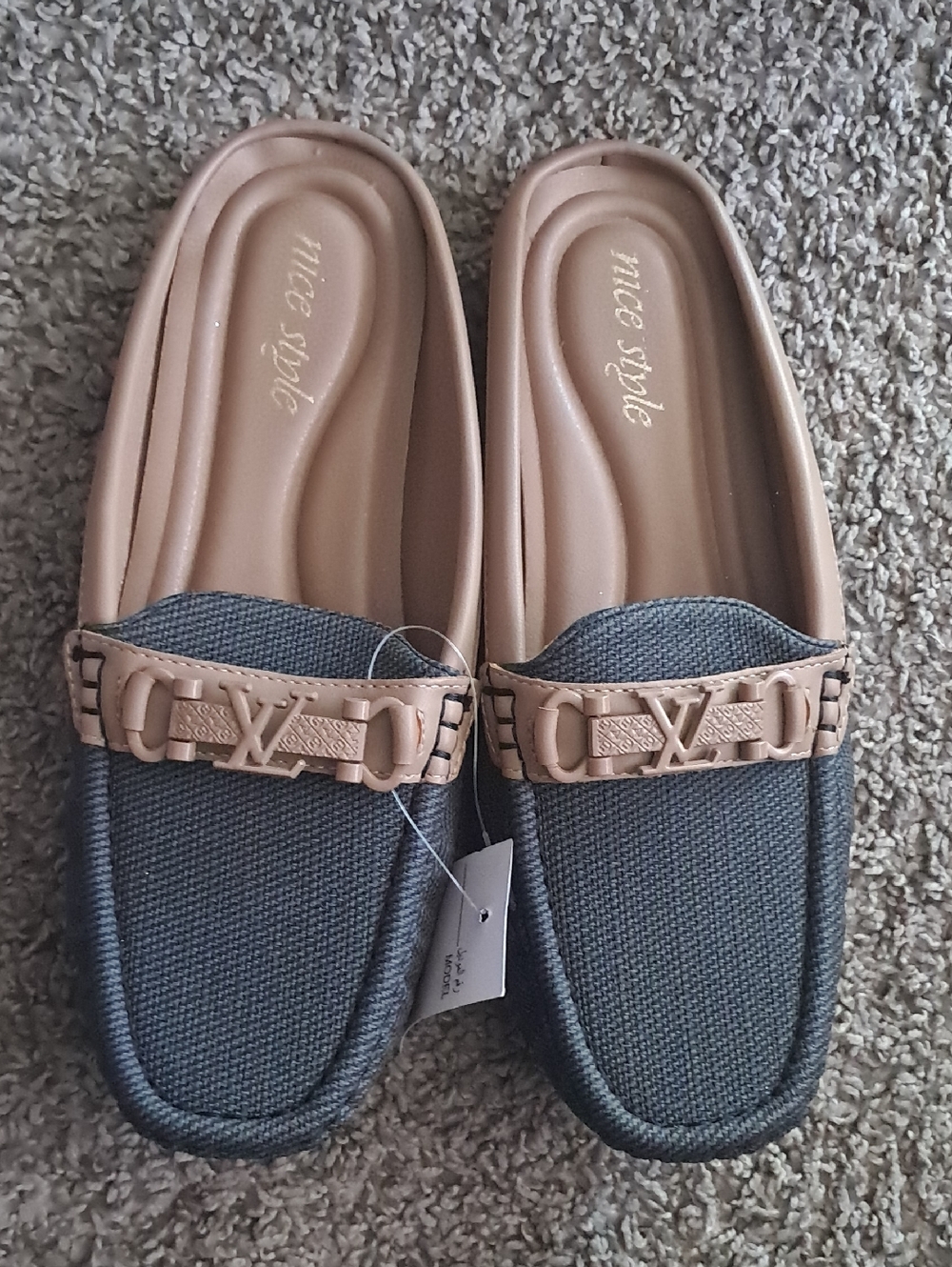 Women's Grey and Tan Slip-On Loafers